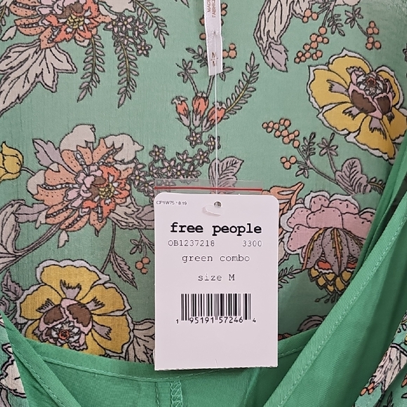 Free People Green and White Tiered Wrap Gown - Picture 2 of 5